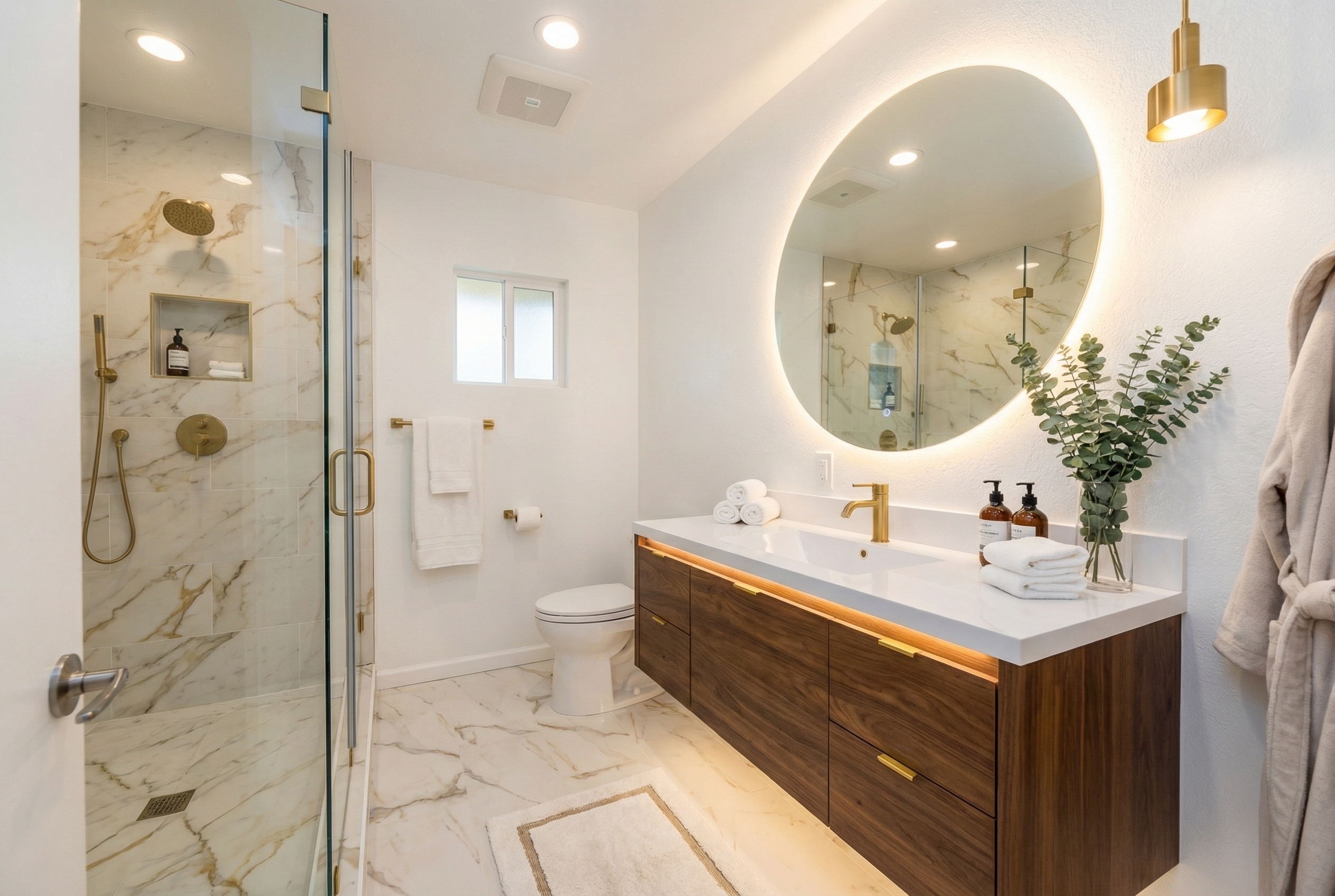 Spa-like condo bathroom with modern fixtures in Redwood City